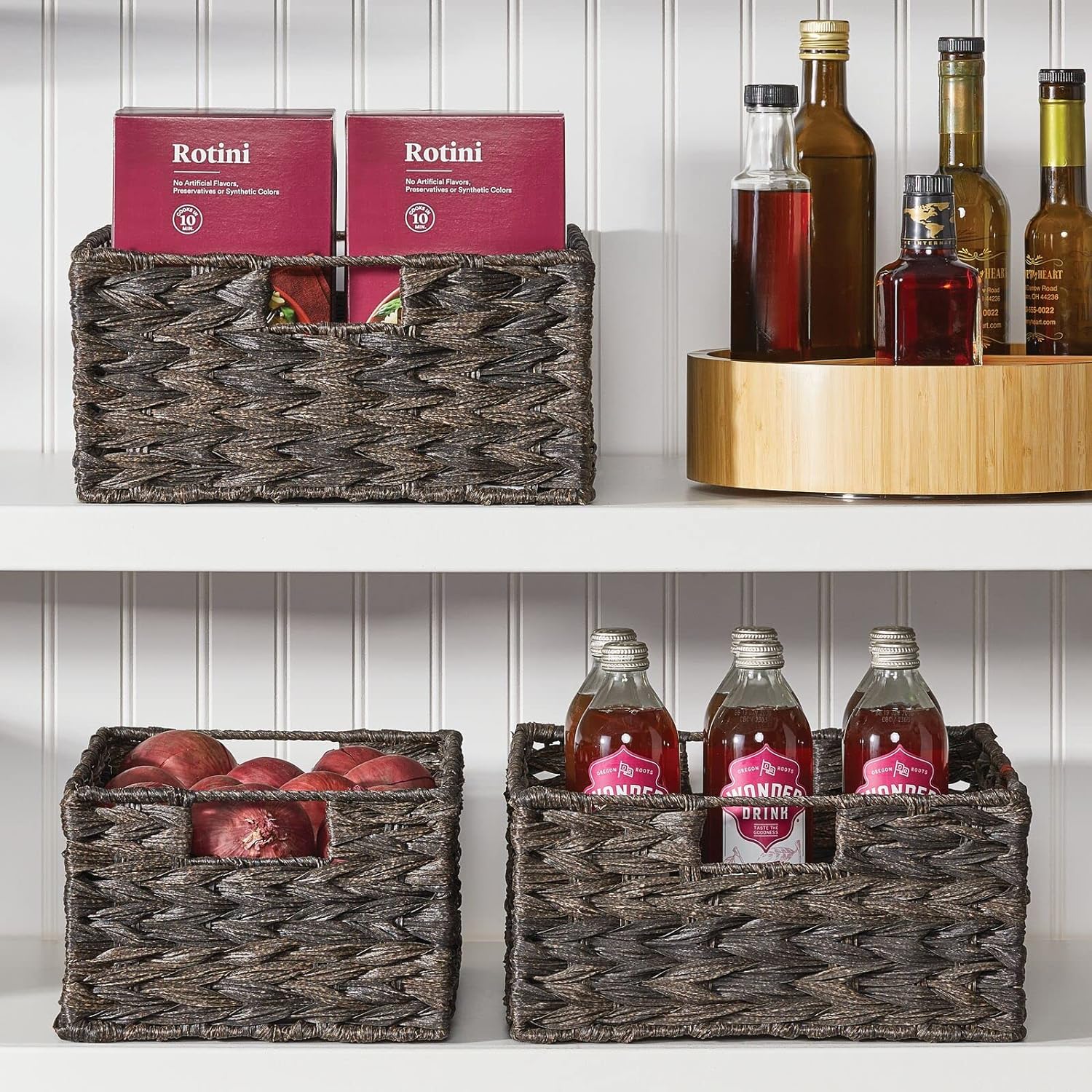 Woven Farmhouse Kitchen Pantry Food Storage Organizer