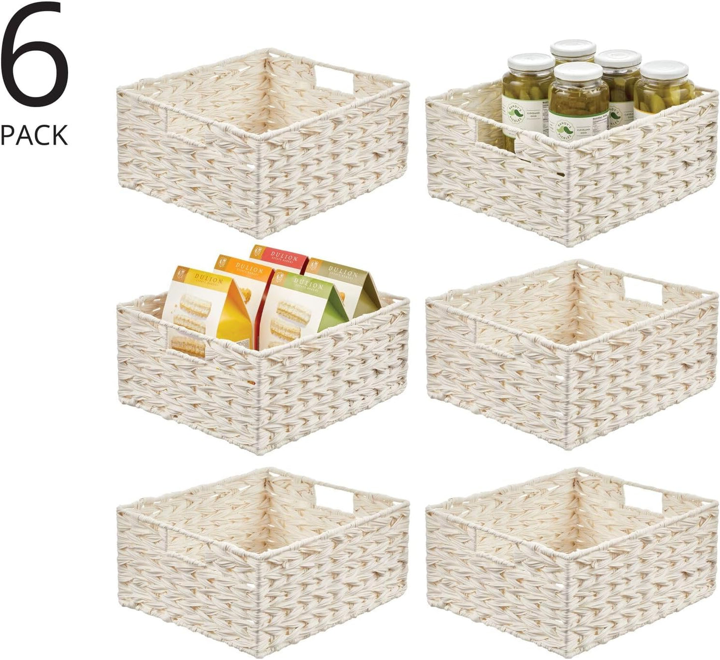 Woven Farmhouse Kitchen Pantry Food Storage Organizer