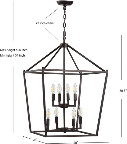 Home Fresh Metal Lantern Pendant Lighting ,hanging light fixture ,pendant light , island kitchen farmhouse  chandelier with 8-lights ,light Industrial Vintage.