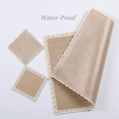 100% Jute Burlap Placemats Rustic Tablemats Lace Look Luxuries for Christmas,Holidays 