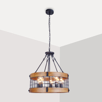 5-Light Modern Farmhouse Chandelier Round Shade.