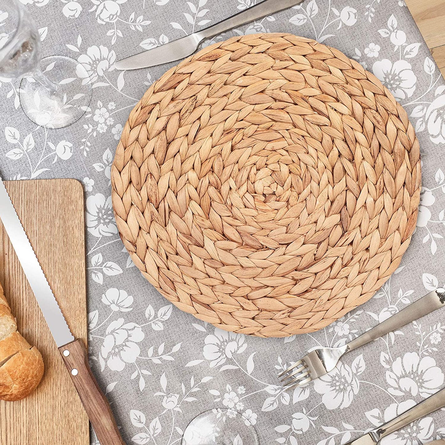 Handmade Water Hyacinth Round  Woven Placemats  8 Pieces 14 Inch.