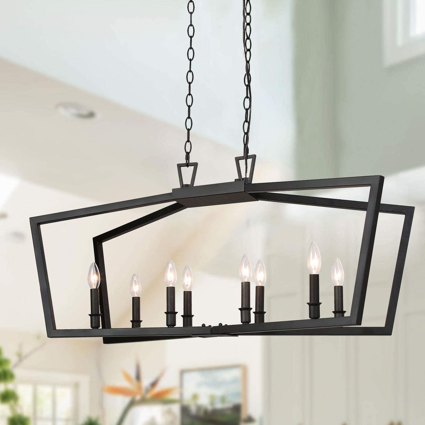 Home Fresh kitchen island lighting ,pendant light fixtures ,farmhouse kitchen island ,8-lights sand  black finish ,Industrial latest X-shape Design for kitchen.